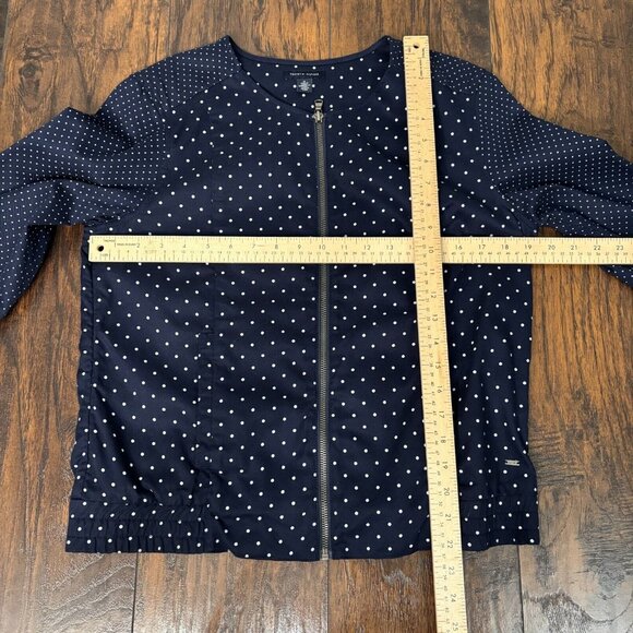 Tommy Hilfiger Jacket Medium Navy Blue Polka Dot Full-Zip Pockets Women's - Picture 7 of 11